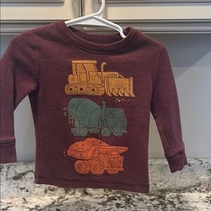 Kids Construction Graphic Long Sleeve Shirt - Maroon